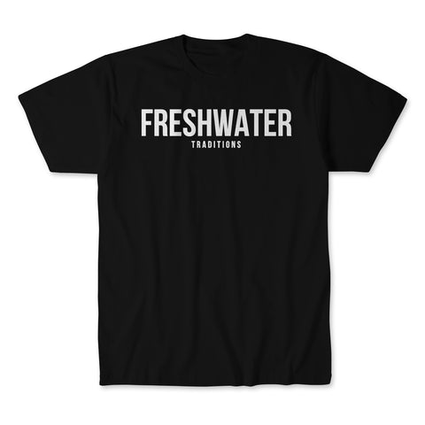 FRESHWATER TRADITIONS TEE -WHITE ON BLACK